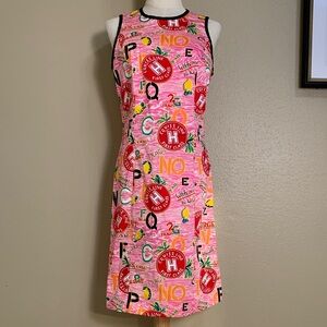 Vintage Victoria Pappas Vibrant Pink Graphic Print Midi Dress 8